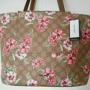 NEW NINE WEST Classic Multi Color Floral Shoulder Tote Handbag Purse